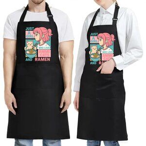 Custom Black Apron - Anime - Ramen - Cats